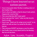 Things I have learned as an autism parent