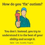 Meme stating that you don't "fix" autism, you just try to understand and accept it.